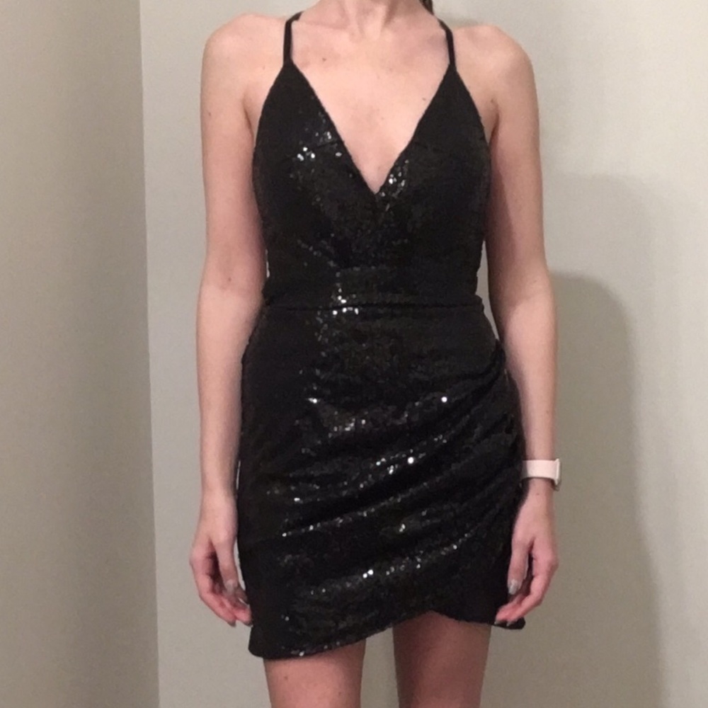 Black Sequin Mini Dress